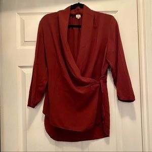 WILFRED BURGUNDY WRAP BLOUSE PERFECT FOR WORK OR A NIGHT OUT